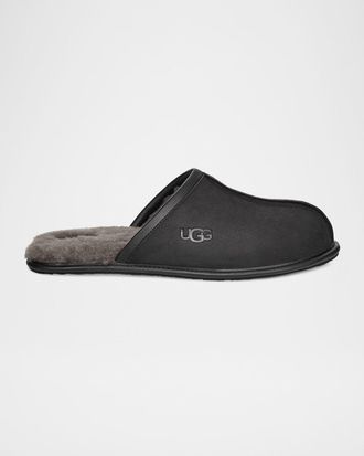 UGG Men & apos;s Scuff Leather Mule Slippers w/ Wool Lining