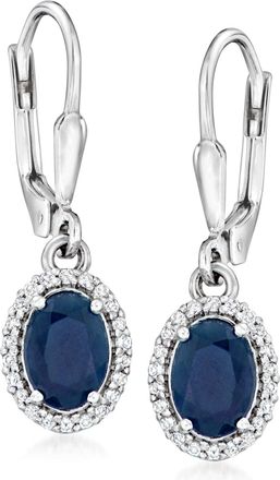 Ross-Simons Sapphire and. White Topaz Drop Earrings in Sterling Silver