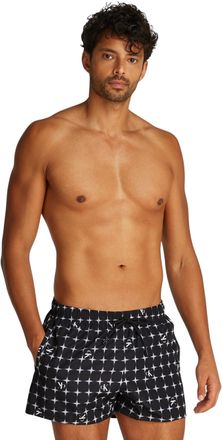 Calvin Klein Mens Short Drawstring Swim Shorts, Multicolor (Diffused Logo Grid Black AOP), M