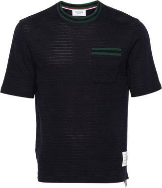Thom Browne pointelle-knit cotton T-shirt - men - Cotton - 4 - Blue
