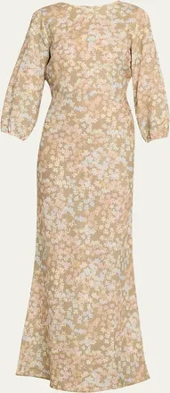 Bernadette Berna Floral Linen Maxi Dress