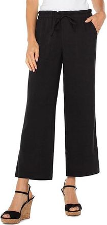Liverpool L.A. Pull On Tie Waist Wide Leg Ankle Pant 26 Womens Clothing Black : XL 26, Denim/Polyester/Rayon