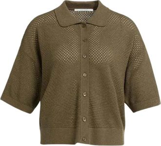 YaYa Yaya, Truien & Vesten, Dames, Bruin, XS, Leer, Fijngebreide Cardigan