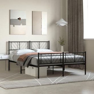 vidaXL Estructura Cama Sin Colch&oacute;n Con Estribo Metal Negro 120x200 Cm Vidaxl