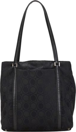 Ferragamo Black Nylon Leather Handbag Tote Bag (Pre-Owned)