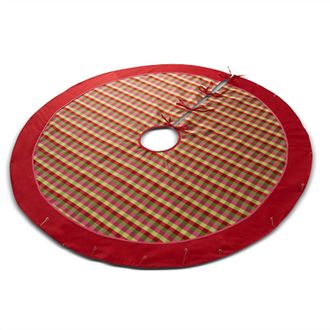 Raz Imports Inc. Bright Plaid Christmas Tree Skirt In Pink & Magenta