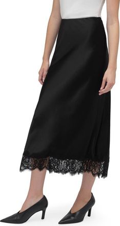 Favorite Daughter The Lacy Favorite Satin Midi Skirt in Black at Nordstrom, Size Small P