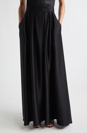 St. John Liquid Satin Skirt in Black at Nordstrom, Size 12