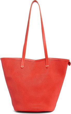 Clare Vivier Choupette Diamond Perforated Leather Tote in Bright Poppy at Nordstrom