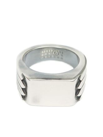 Maison Margiela Minimal logo 4mm ring - men - Brass - 9 - Silver