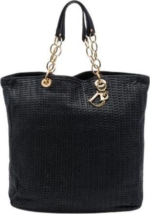 Dior Pre-owned Woven Leather Tote - Dames - Vintage Shopper - Zwart - ONE Size - Leer - Vintage