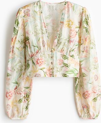 H&M Bluse mit V-Ausschnitt - White