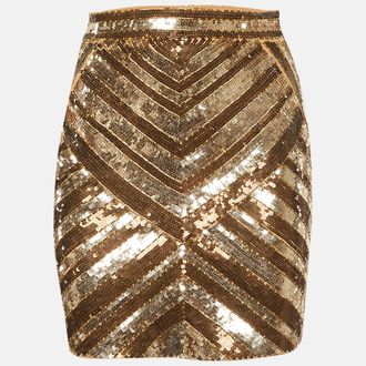 Elisabetta Franchi Gold Sequined Mini Skirt