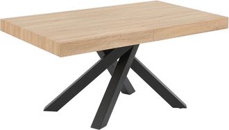 Vente-Unique Mesa de comedor extensible 6 a 10 comensales de MDF y metal - Natural y negro - CATONAV