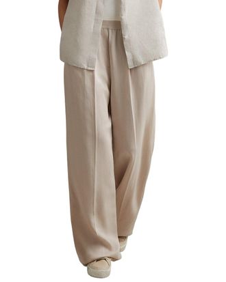 Reiss Vera Waistband Linen-Blend Wide Leg Pant