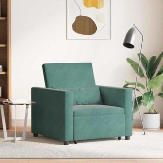 vidaXL Divano Letto Singolo Verde scuro 90 x 165 x 87 cm Velluto - Vidaxl