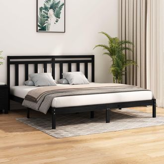 vidaXL Vidaxl - Estructura De Cama De Madera Maciza De Pino Negra 200x200 Cm
