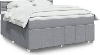 vidaXL Vidaxl - Cama Box Spring Con Colch&oacute;n Tela Gris Claro 180x200 Cm
