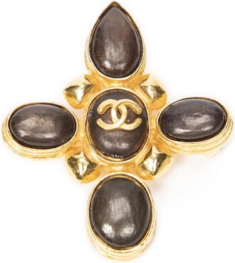 Chanel CC Stone Cross Brooch Broche