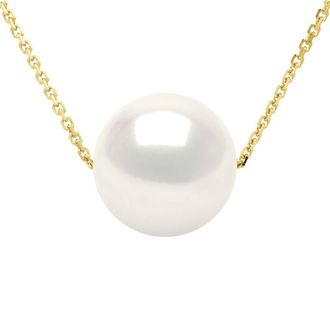 Ateliers Saint Germain Womens Necklace - Real Cultured Freshwater Pearl Round 9-10 mm - White Gold - One Size