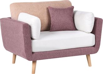 Beliani Sill&oacute;n Tapizado En Tela Con Reposabrazos Patas Macizas Cojines Adicionales Repelente Al Agua Rosa Bolga
