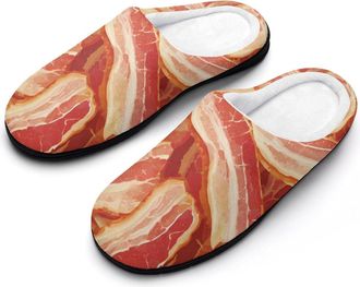 Generic Raw Bacon Slippers Men Winter Warm Cotton Anti-Slip Indoor Slip-Ons House Shoes