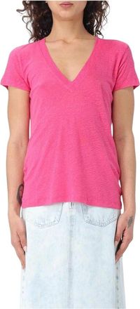 Iro Iro, Tops, Dames, Roze, M, Katoen, Relaxed Fit Linnen Katoen Tee Fuchsia