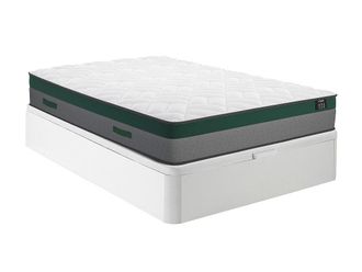 Vente-Unique Cama 160 x 200 cm - Somier con arc&oacute;n blanco + colch&oacute;n de muelles ensacados - PRESTIGE de YSMEE