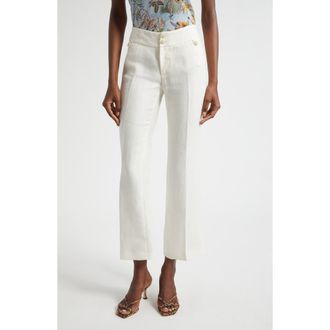 Etro Linen Ankle Flare Trousers in Bianco Naturale at Nordstrom, Size 8 Us