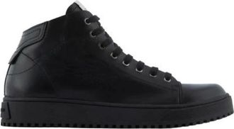 Emporio Armani Pelle Leather Sneakers - Heren - Sneakers - Zwart - 43 EU - Leer - Schoenen