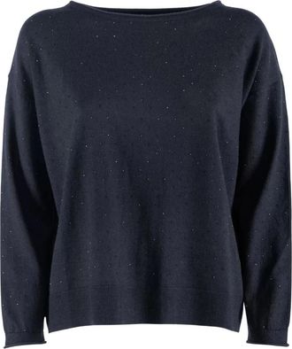 Nenette Trui met bootnek - Dames - Ronde hals truien - Zwart - M - Wol - Truien & Vesten