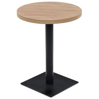 Berkfield Home Bistro Table MDF & Steel Round 60x75 cm Oak Colour in Beige