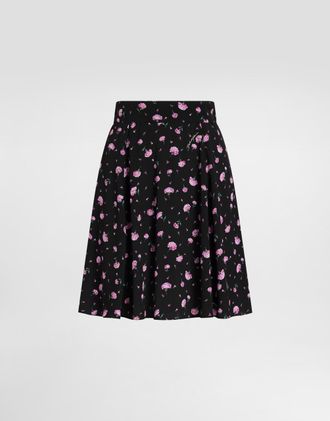 Dolce & Gabbana Carnations-print Silk Canvas Skirt - Woman Skirts Multicolor 36