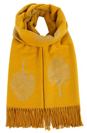 World of Shawls Ultra Cozy and Snug Soft Warm Long Winter Scarves (Reversible Tree - Mustard)