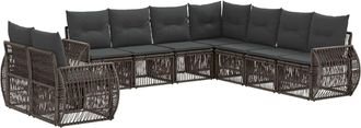 vidaXL Conjunto De Sof&aacute;s De Jard&iacute;n 9 Uds. Gris Y Gris Oscuro Vidaxl