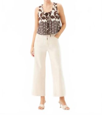 Fifteen Twenty Emery Tie Front Sleeveless Top In Brown Print