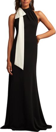 Tadashi Shoji Sims Shoulder Bow Halter Gown