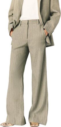 Maje Linen-blend suit trousers in Khaki at Nordstrom, Size 42 Eu