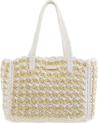 Kate Spade New York Striped Raffia Tote Hand Bag