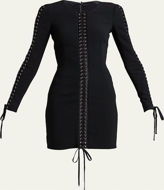 Dolce & Gabbana Lace-Up Cady Body-Con Mini Dress