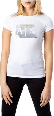 A|X Armani Exchange Witte Katoenen T-shirt met korte mouwen - Dames - T-shirts - Wit - 2XS - Katoen - Tops