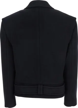 Balmain Womens Black Wool Jacket With Wide Lapels Virgin Blazers