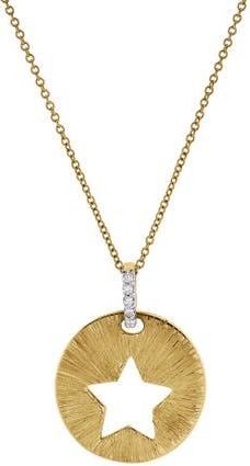 LuvMyJewelry Astrid Star Diamond Studded Round Disc Pendant Necklace in 14K Gold in 14K Yellow Gold at Nordstrom