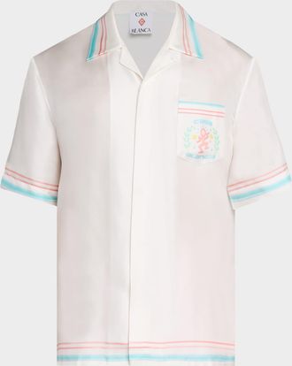 Casablanca Mens Dance Joy Printed Silk Camp Shirt