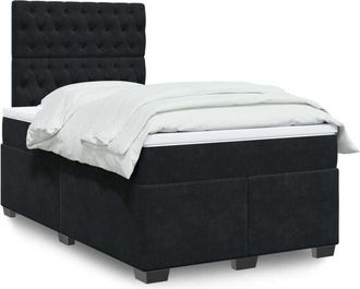 vidaXL Cama Box Spring Con Colch&oacute;n Terciopelo Negro 120x200 Cm Vidaxl