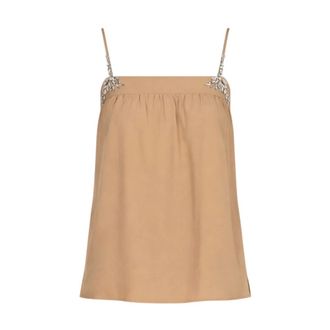 Liu Jo Sleeveless Tops, female, Beige, Size: L Lyocell Top