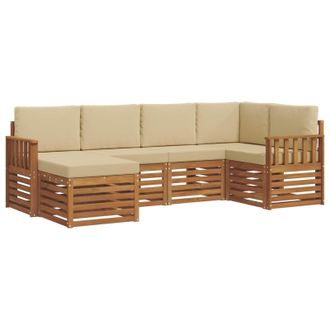 vidaXL Conjunto De Sof&aacute; Seccional Con Coj&iacute;n 6 Pcs Natural Y Beige Vidaxl