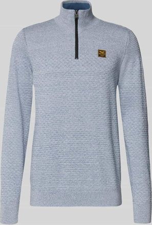 PME Legend Regular Fit Troyer aus reiner Baumwolle in Rauchblau, Gr&ouml;&szlig;e XXL