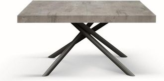 Konte Design Mesa de madera, gris hormigón, base antracita, 140x90-220x90