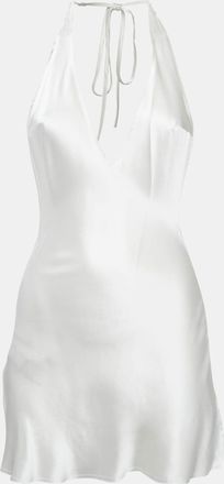 Are You Am I White Satin Silk Atla Mini Dress